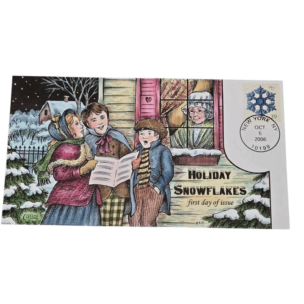 Paper Collectible, Collins Hand Painted First Day Cover, Holiday Knits Series